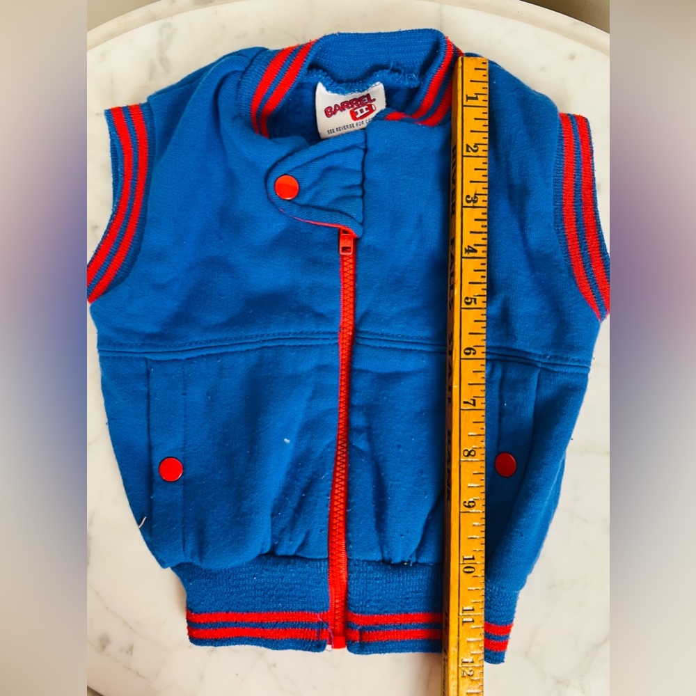 Vintage Barrel Toddler’s Boy Blue Sleeveless Zip Vest Jacket - 2T - Picture 6 of 8